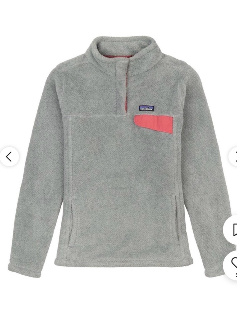 Patagonia Snap-T Fleece Pullover Gray Size L Standup collar Pockets Outdoor
